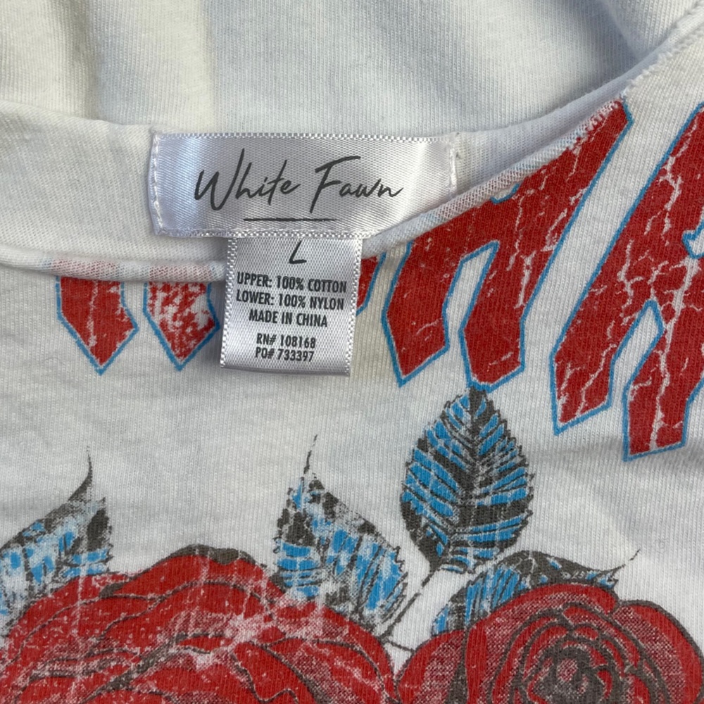 White Fawn Wild Hearts Graphic Tank Top Mesh Peplum Hem Y2k Size L View 3
